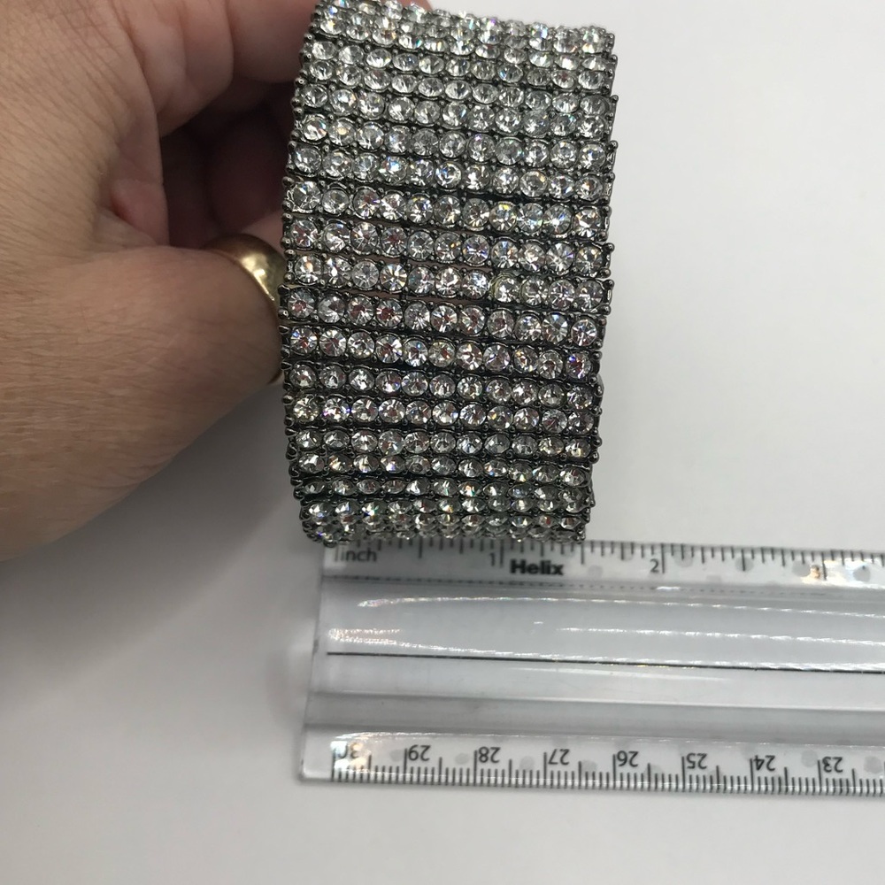 Black with Pave Rhinestones Memory Bracelet - Picture 7 of 8